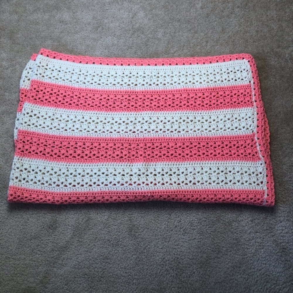 Vintage Handmade Striped Afghan Throw Blanket